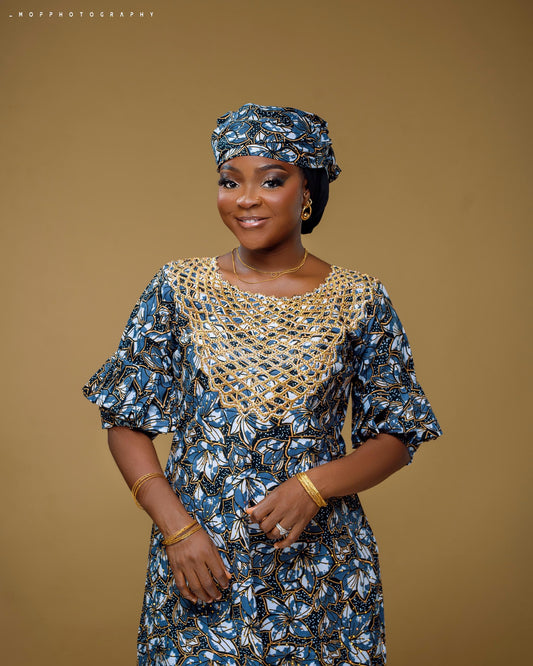 Royal Sapphire Embellished Ankara Gown (Copy)